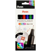PentelArts Fineliner POINTLINER colour dye ink, 6er Etui