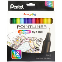 PentelArts Fineliner POINTLINER colour dye ink, 12er Etui