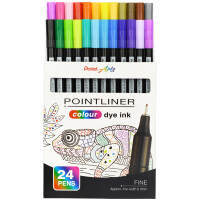 PentelArts Fineliner POINTLINER colour dye ink, 24er Etui