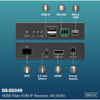 DIGITUS 4K HDMI KVM Receiver, Fiber, 300 m 4 km
