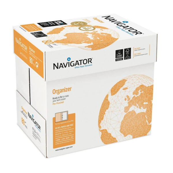 NAVIGATOR Organizer Premiumpapier hochweiß 2-fach gelocht A4 80g - 1 Karton (2.500 Blatt)