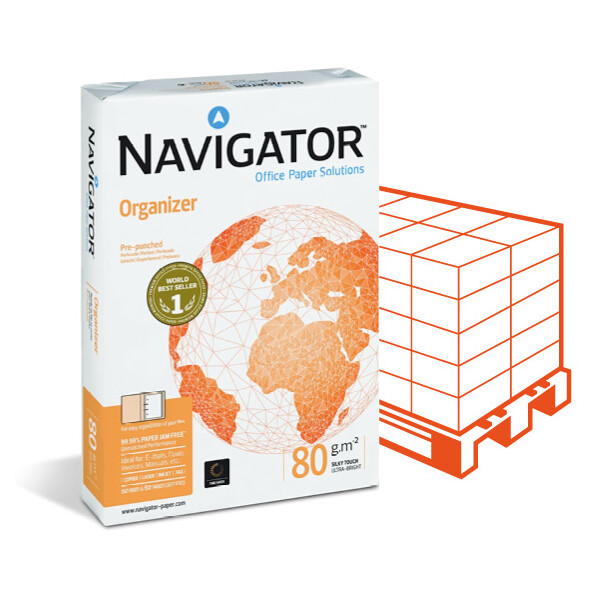 NAVIGATOR Organizer Premiumpapier hochweiß 2-fach gelocht A4 80g - 1 Palette (100.000 Blatt)