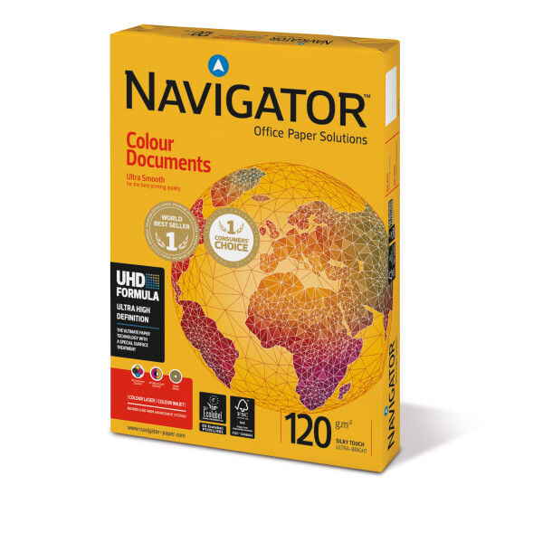 NAVIGATOR Colour Documents Premiumpapier hochweiß A4 120g - 1 Palette (64.000 Blatt)