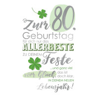 CACTUS Geburtstagskarte "Kleeblatt" - 80....
