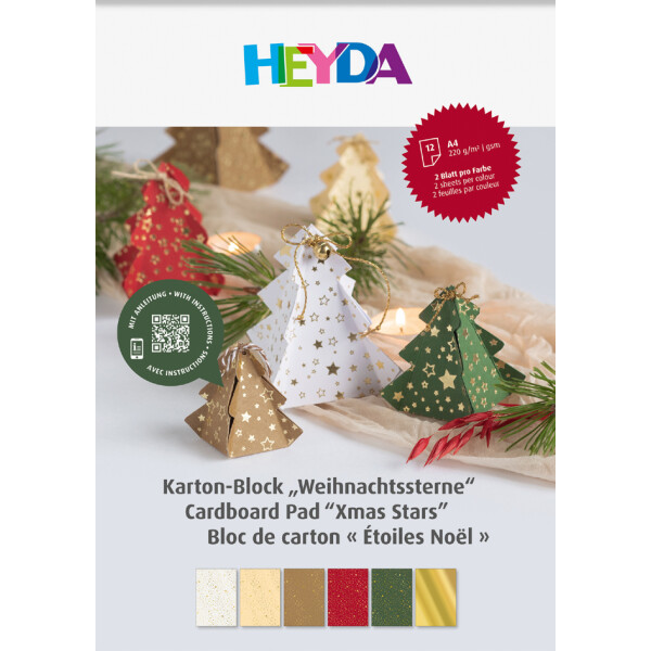 HEYDA Bastelkarton-Block "Weihnachtssterne", A4, 12 Blatt