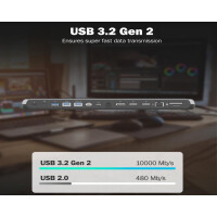 DIGITUS Docking Station, USB-C, 12-Port, grau schwarz