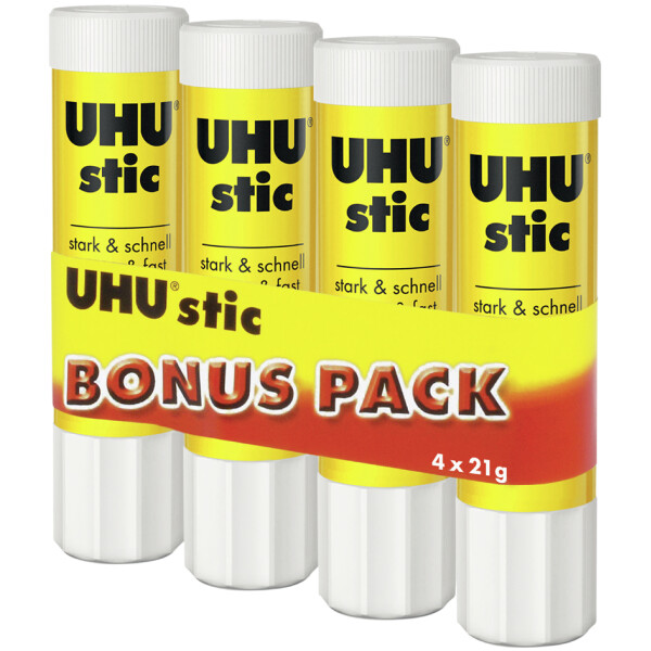 UHU Klebestift stic, l&ouml;semittelfrei, Bonuspack 4 x 21 g
