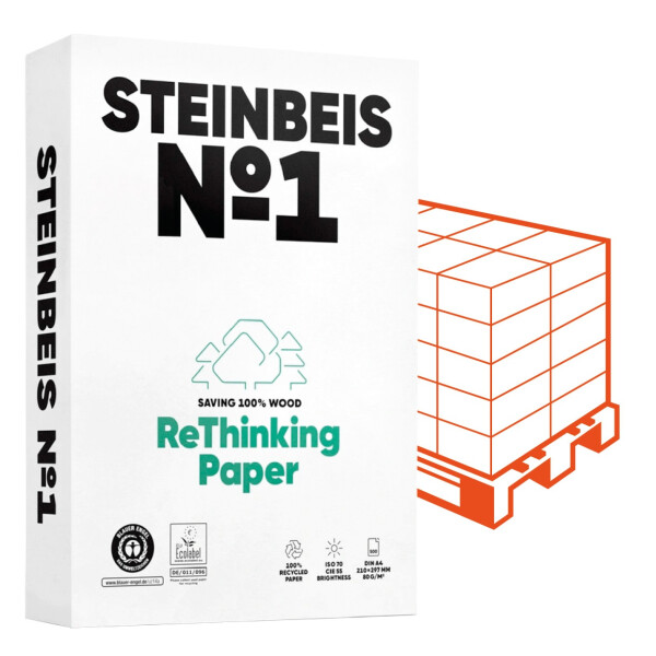 STEINBEIS No. 1 Recyclingpapier A4 80g - 1 Palette (100.000 Blatt)