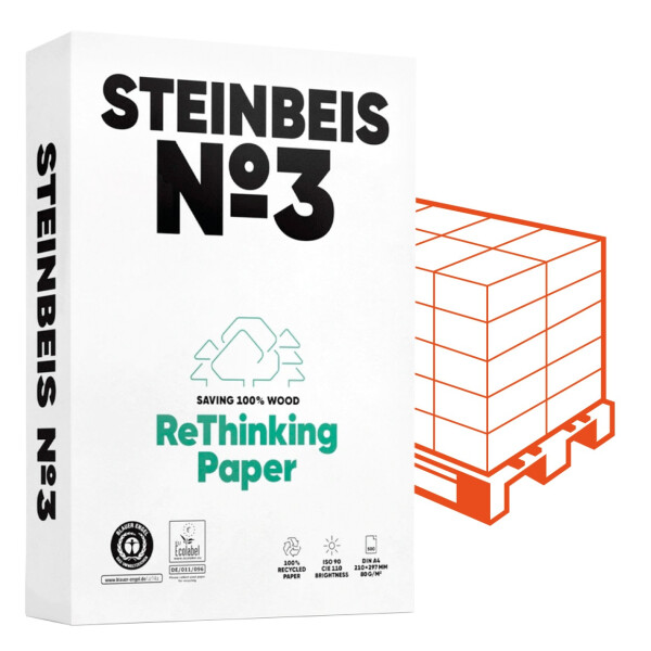STEINBEIS No. 3 Recyclingpapier A4 80g - 1 Palette (100.000 Blatt)