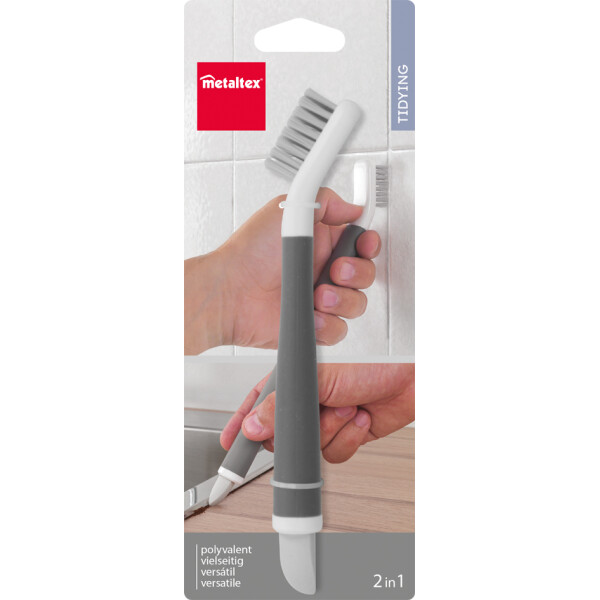 metaltex 2-in-1 Fugenbürste und Schaber, weiß grau