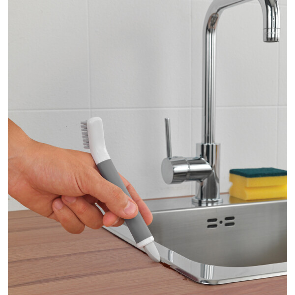 metaltex 2-in-1 Fugenbürste und Schaber, weiß grau