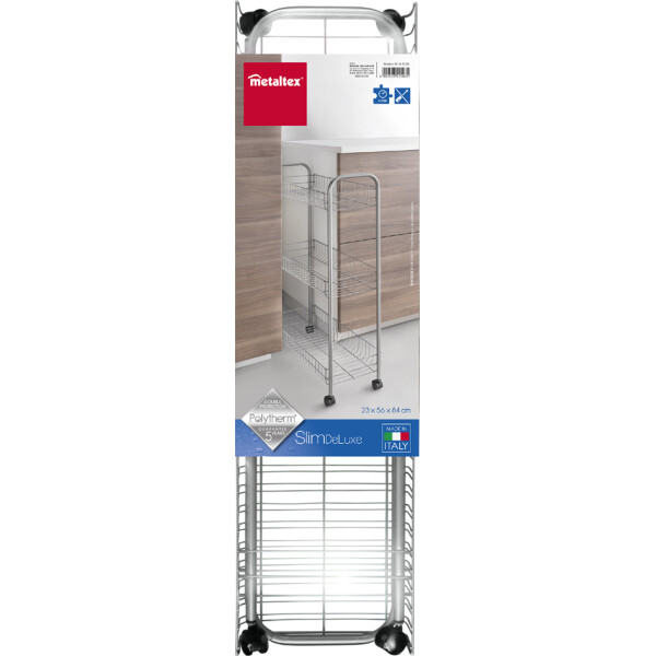 metaltex Allzweckwagen Slim DELUXE, 3 Etagen, silbermetallic