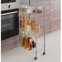 metaltex Allzweckwagen Slim DELUXE, 3 Etagen, silbermetallic