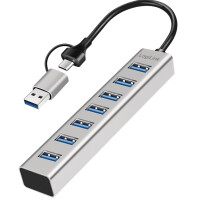 LogiLink USB 3.0 Hub, 7-Port, 7x USB-A, silber