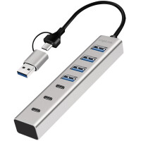 LogiLink USB 3.0 Hub, 7-Port, 4x USB-A 3x USB-C, silber
