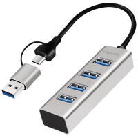 LogiLink USB 3.0 Hub, 4 Port, 4x USB-A, silber