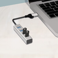 LogiLink USB 3.0 Hub, 4 Port, 4x USB-A, silber