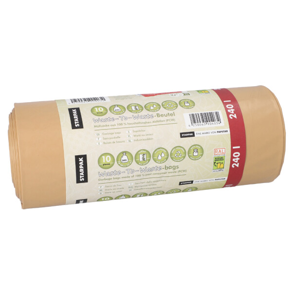 STARPAK Müllsäcke "Waste-to-Waste", 60 Liter, braun