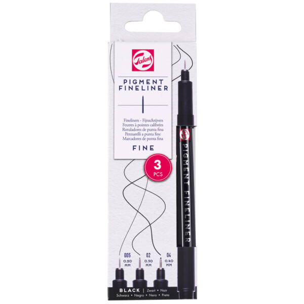 ROYAL TALENS Pigment Fineliner Medium, schwarz, 3er Set