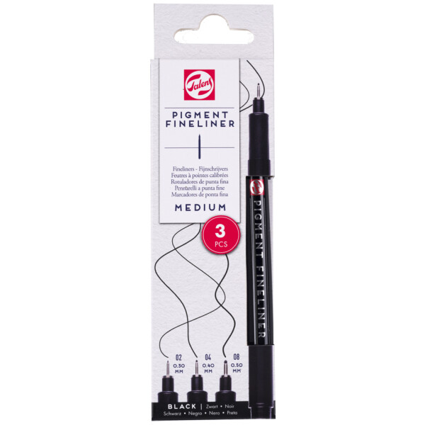 ROYAL TALENS Pigment Fineliner Medium, schwarz, 3er Set