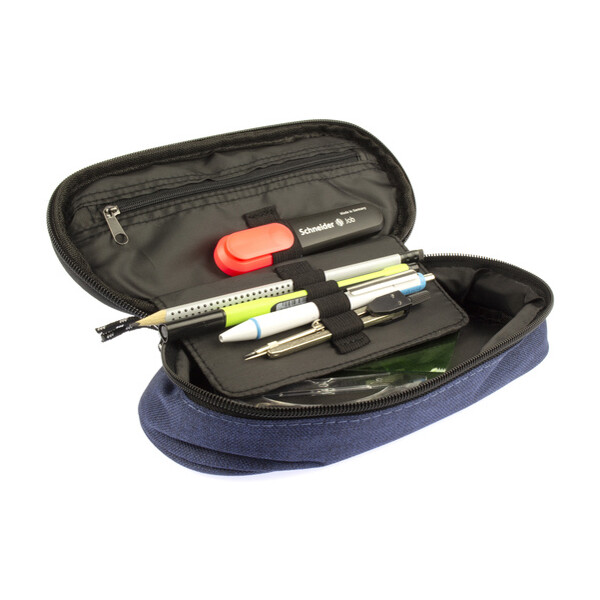 kangaro Schlamper-Etui, oval, aus Polyester, schwarz