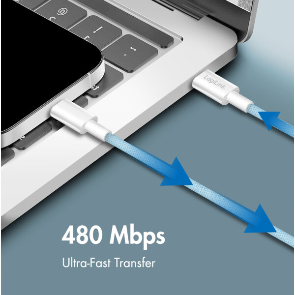 LogiLink USB 2.0 Kabel, USB-C - USB-C Stecker, 1,0 m, weiß