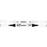 Kores Acrylmarker Duo, 2 Spitzen, 6er Set, farbig sortiert