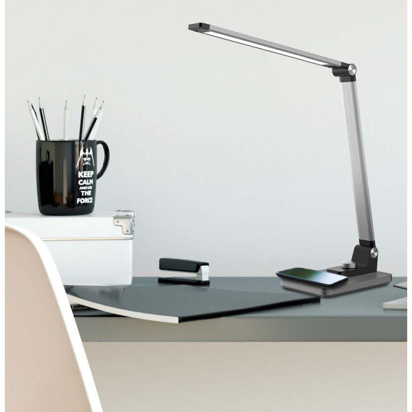 PAPERFLOW LED-Tischleuchte JOA, Standfuß, silber-gebürstet