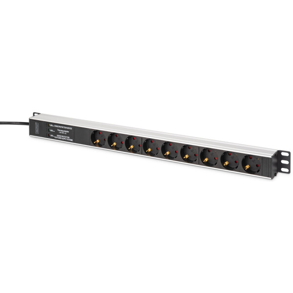 DIGITUS 19" Steckdosenleiste, Aluminiumprofil, 9-fach