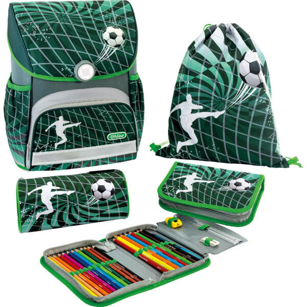 EBERHARD FABER Schulranzen-Set EFAlino Fußball, schwarz grün