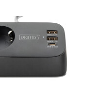 DIGITUS Steckdosenleiste, 3-fach + 3x USB, schwarz