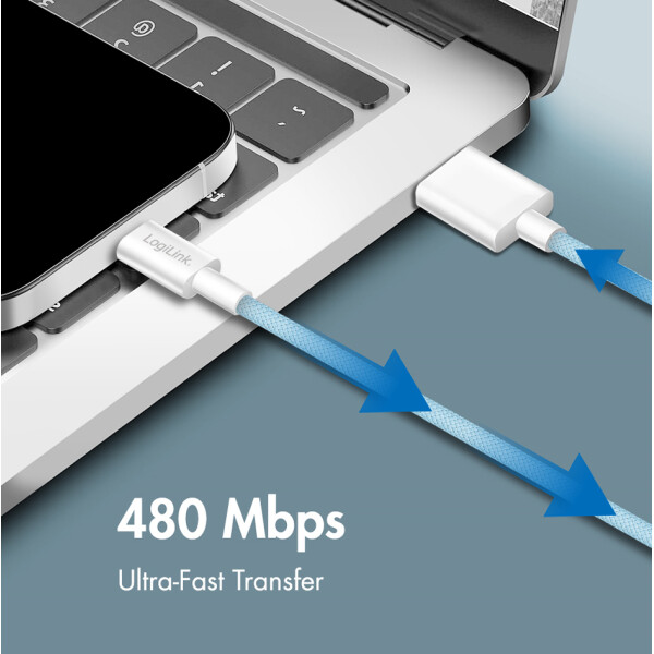 LogiLink USB 2.0 Kabel, USB-A - USB-C Stecker, 1,0 m, weiß