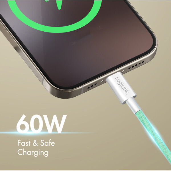 LogiLink USB 2.0 Kabel, USB-A - USB-C Stecker, 0,5 m, gr&uuml;n
