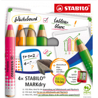 STABILO Whiteboard-Marker MARKdry NEON, 4er Etui