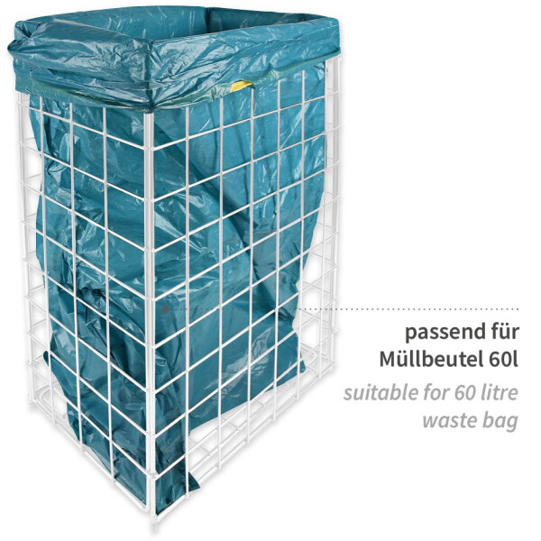 HYGOCLEAN Abfallkorb, Drahtgestell, 60 Liter, weiß
