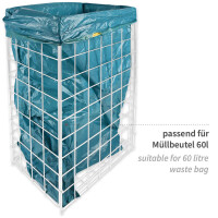 HYGOCLEAN Abfallkorb, Drahtgestell, 60 Liter, weiß