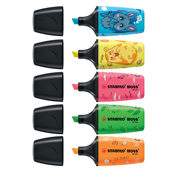 STABILO Textmarker BOSS MINI Animal Vibes, 5er Kartonetui