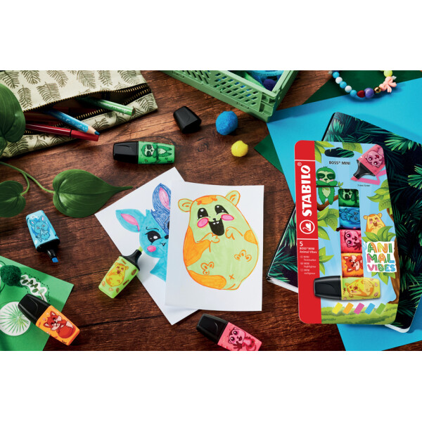 STABILO Textmarker BOSS MINI Animal Vibes, 50er Display