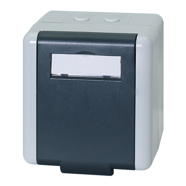 LogiLink Outdoor Aufputzdose Kat.6A, für 2 x RJ45, grau
