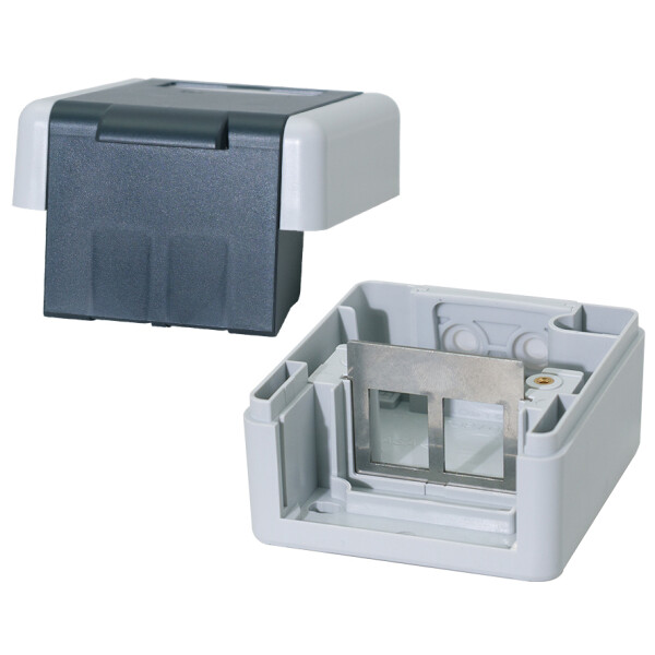 LogiLink Outdoor Aufputzdose Kat.6A, für 2 x RJ45, grau