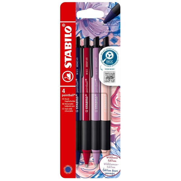 STABILO Druckkugelschreiber pointball NatureCOLORS, 4er Etui