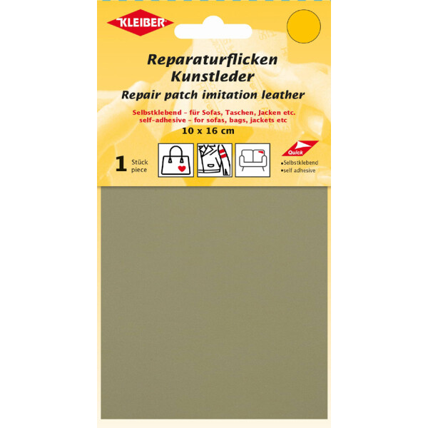 KLEIBER Kunstleder-Flicken, selbstklebend, dunkelgrau
