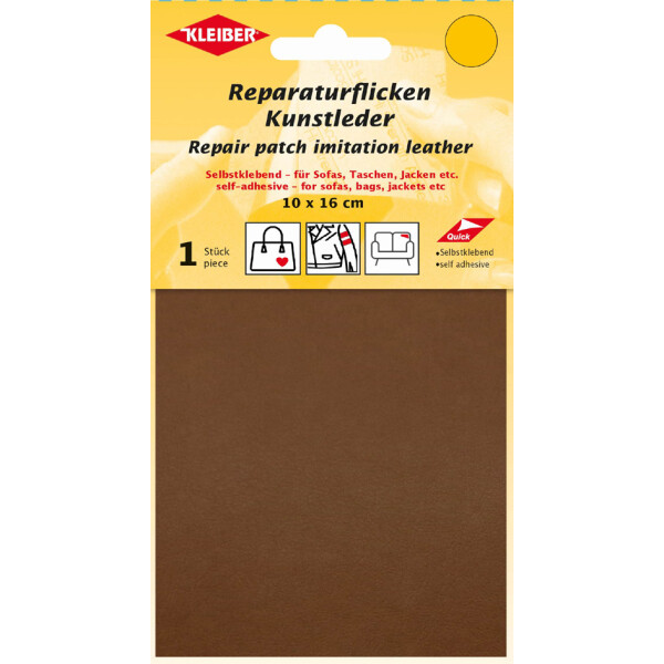 KLEIBER Kunstleder-Flicken, selbstklebend, dunkelgrau