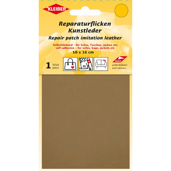 KLEIBER Kunstleder-Flicken, selbstklebend, dunkelgrau