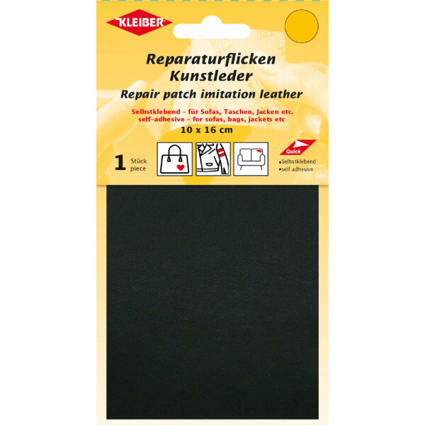 KLEIBER Kunstleder-Flicken, selbstklebend, dunkelgrau