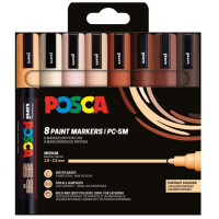 POSCA Pigmentmarker PC-5M, 8er Set Porträtfarben