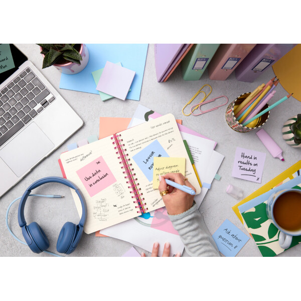Post-it Haftnotizen super sticky Recycling notes, rosa gelb
