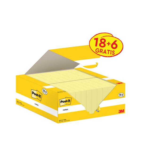 Post-it Haftnotizen notes, 127 x 76 mm, gelb, 16 + 4 gratis