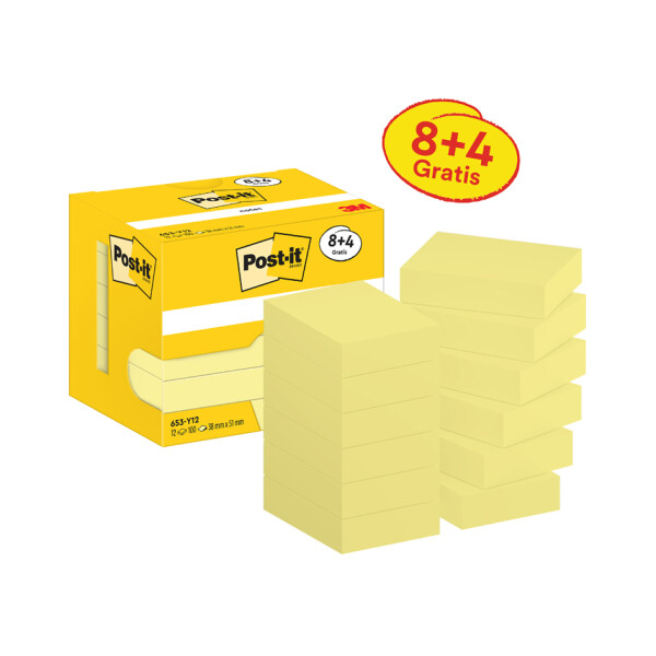 Post-it Haftnotizen notes, 127 x 76 mm, gelb, 16 + 4 gratis