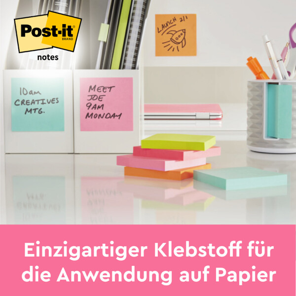 Post-it Haftnotizen z-notes, 76 x 76 mm, Neonfarben